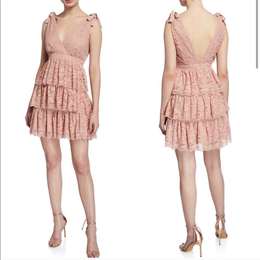 Bardot Lace Tiered Mini Dress